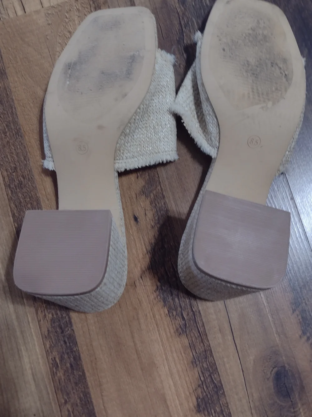 Embellished Cream Slide Sandals with Crystal Buckle Size 8.5